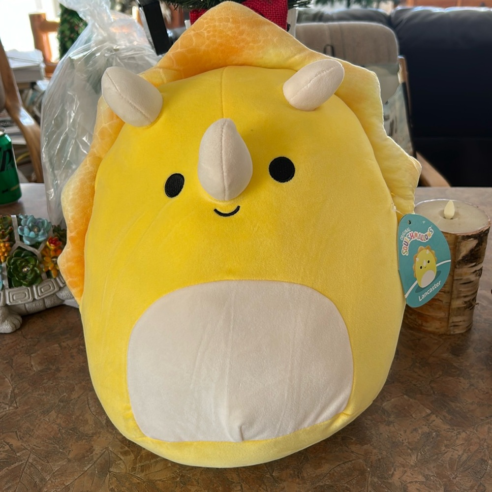 Squishmallows original Lancaster the Yellow Triceratops